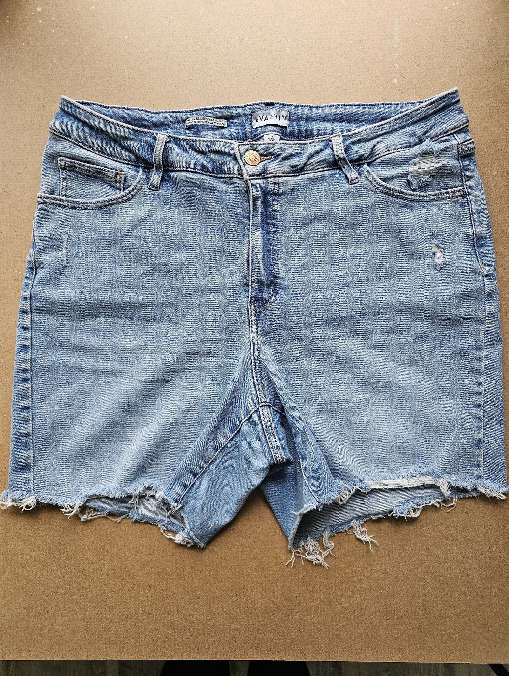 Ava & Viv High Rise Relaxed Denim Raw Hem Bermuda Shorts Women's Size 18